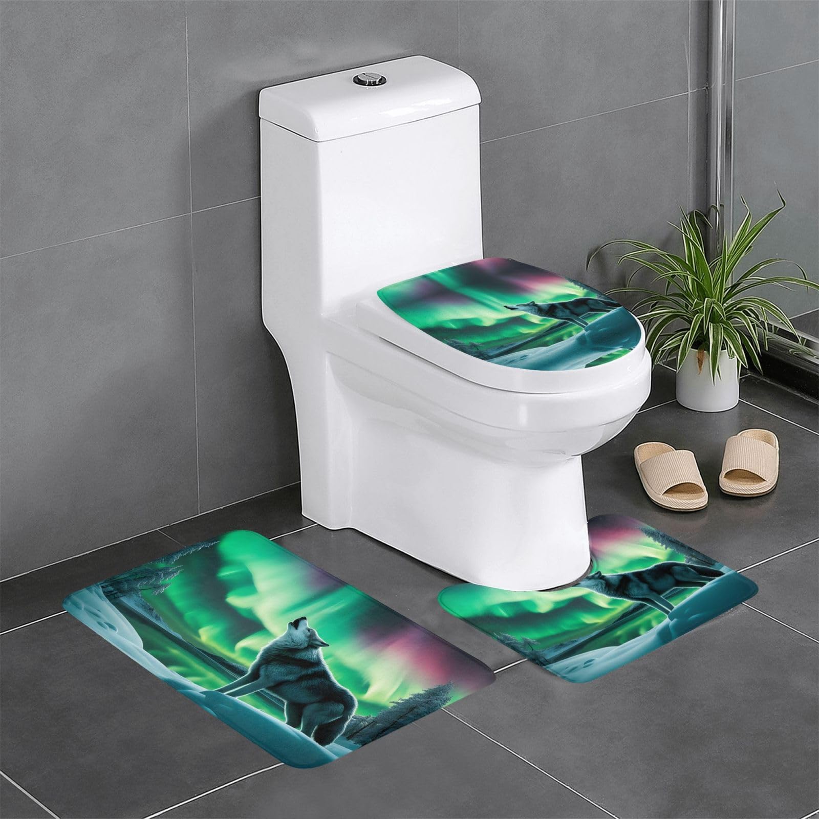 Tapis de salle de bain loup antidérapants pour éviter les chutes