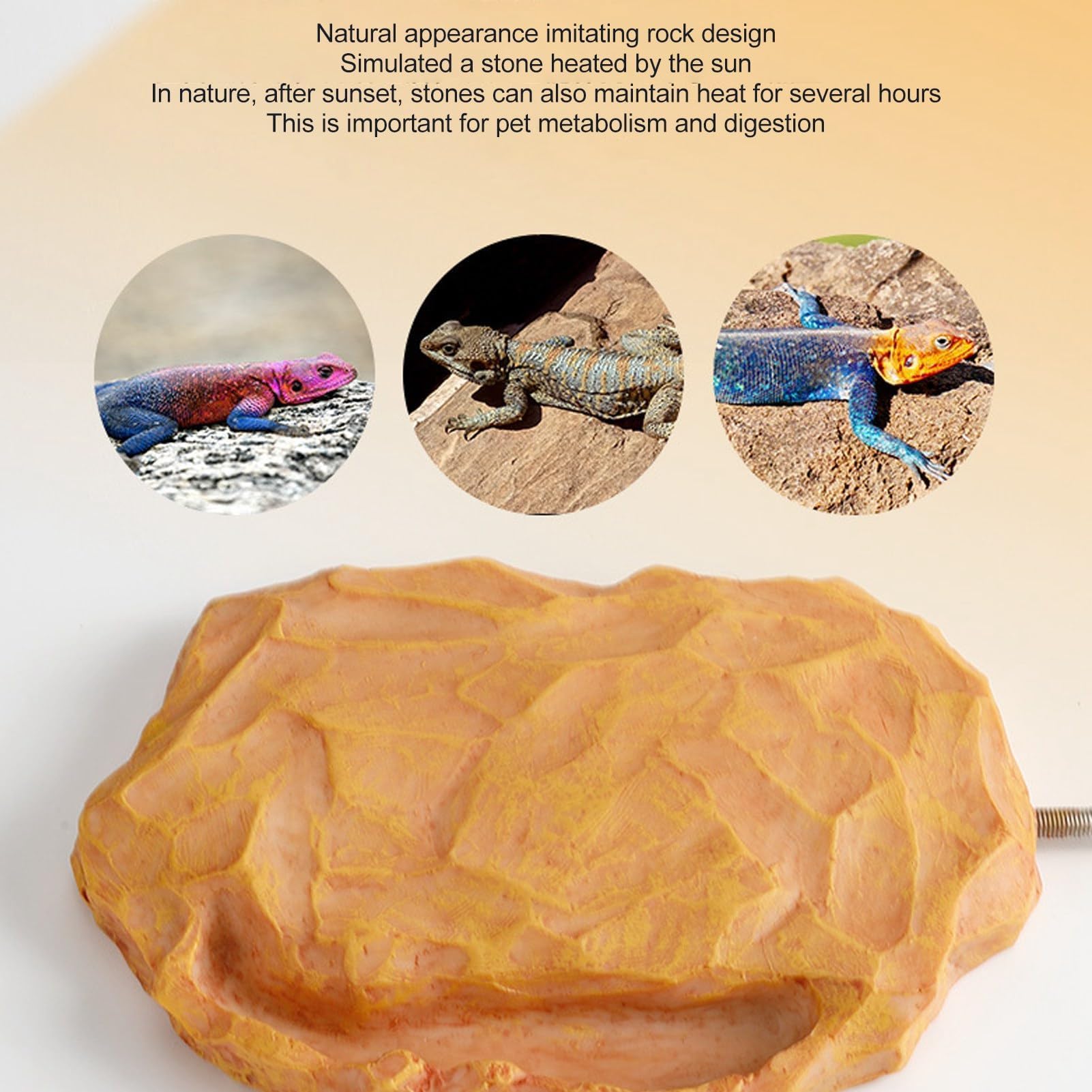 Calentador de Reptil genérico Calentador de Piedra calefactora controlada por Temperatura para lagartos, Tortugas, Serpientes, Tortugas, Geckos Leopardo con Piedra calefactora 12V