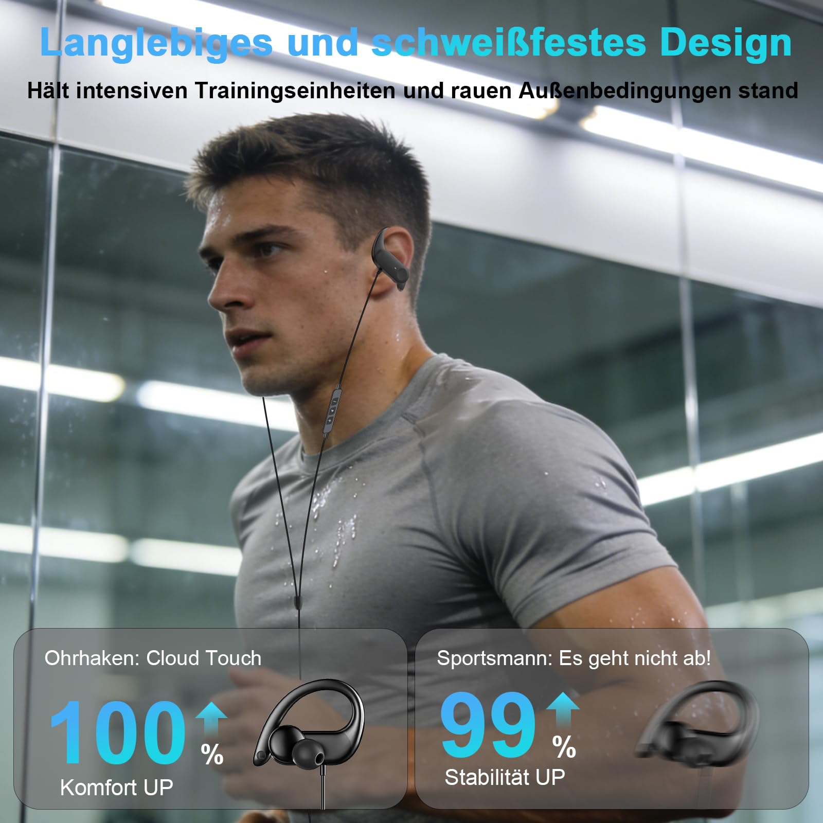 USB C In Ear Kopfhörer mit Ohrbügel, Mikrofon & Kabelfernbedienung | Kopfhörer mit Kabel für Samsung S26 Ultra S25 S24 A17, für iPhone 17 Pro 16 15, Headphones für Google 10 9 8 Büro Sport Musik