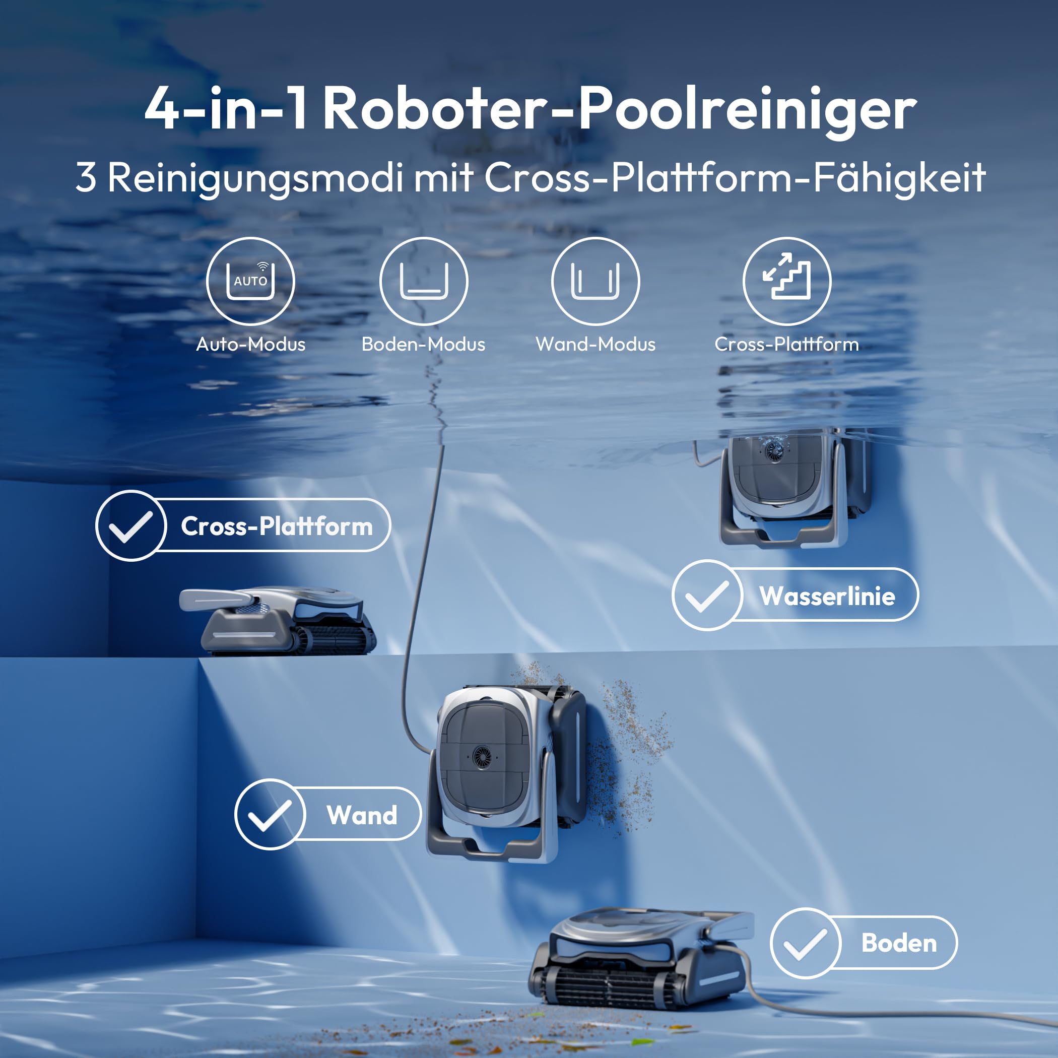 BUBLUE Bubot 800P generacja 2 robotów basenowych, podłoga i ściana, z inteligentną nawigacją, duża siła ssania, z planerem tygodniowym, sterowaniem za pomocą aplikacji, środek do czyszczenia basenów | Z planerem tygodniowym