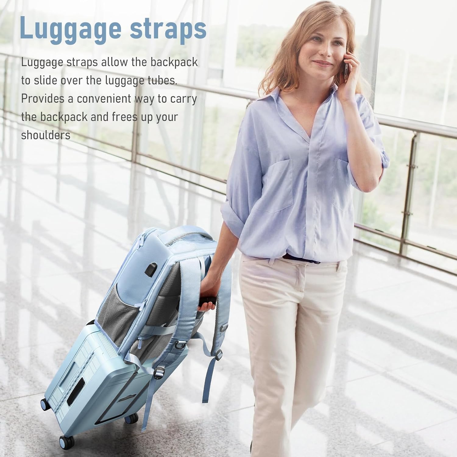 Travel Backpack, Business Anti Theft Slim Sturdy Laptops Backpack with USB Charging Port, Water Resistant College School Laptop Bag for Men & Women Fits 15.6 Inch Notebook(Blue) - Image 6