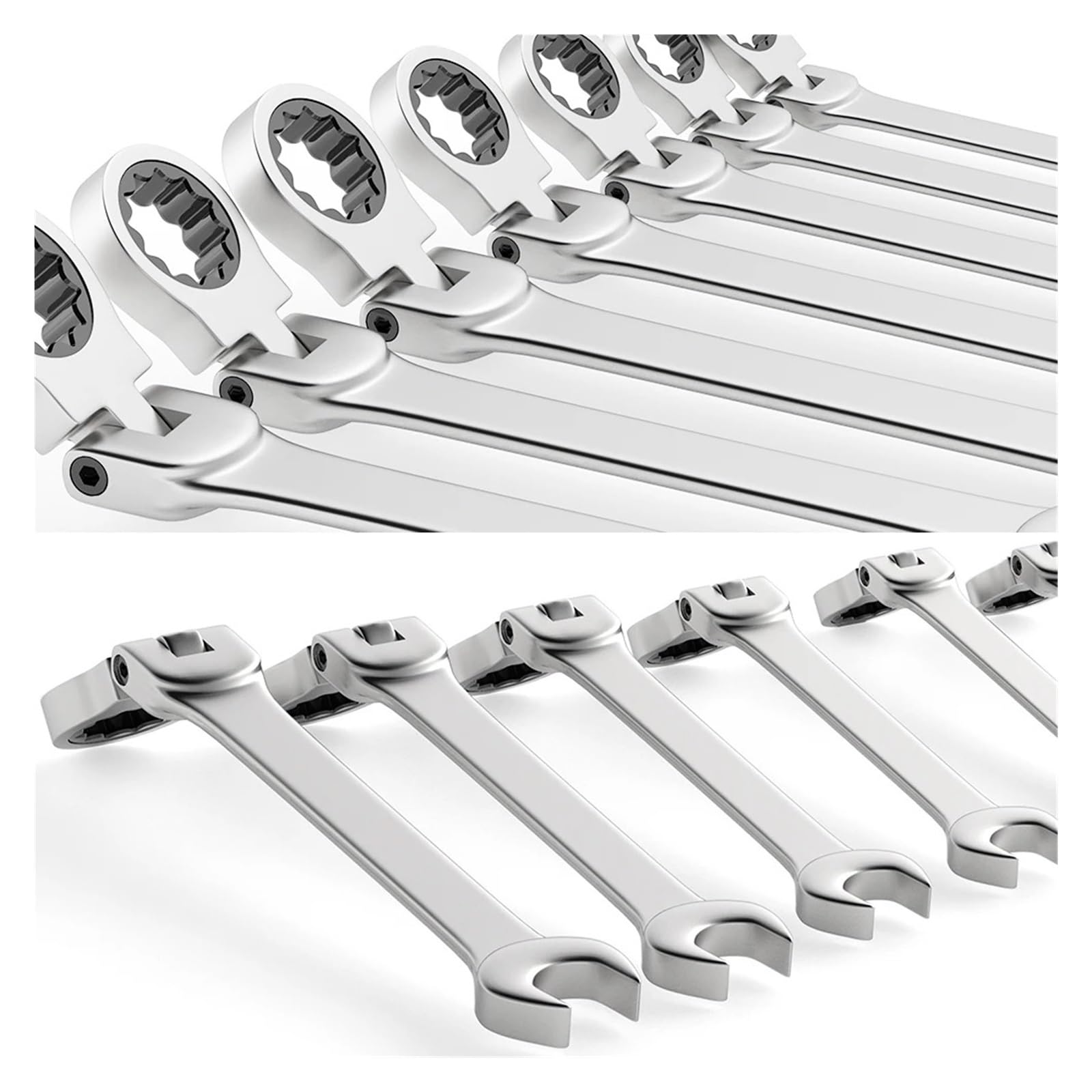 Zestaw kluczy płasko-oczkowych z grzechotką, klucz płasko-oczkowy, 6-23 mm, metryczny klucz grzechotkowy, stal chromowo-wanadowa, z torbą, 10 szt