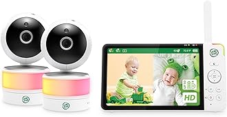 LeapFrog LF920-2HD 360 Degree Full Color Split Screen Video Monitor with 2 Cameras and Audio, Color Night Vision, Night Light, Soothing Sounds and Temperature/Humidity Sensor
