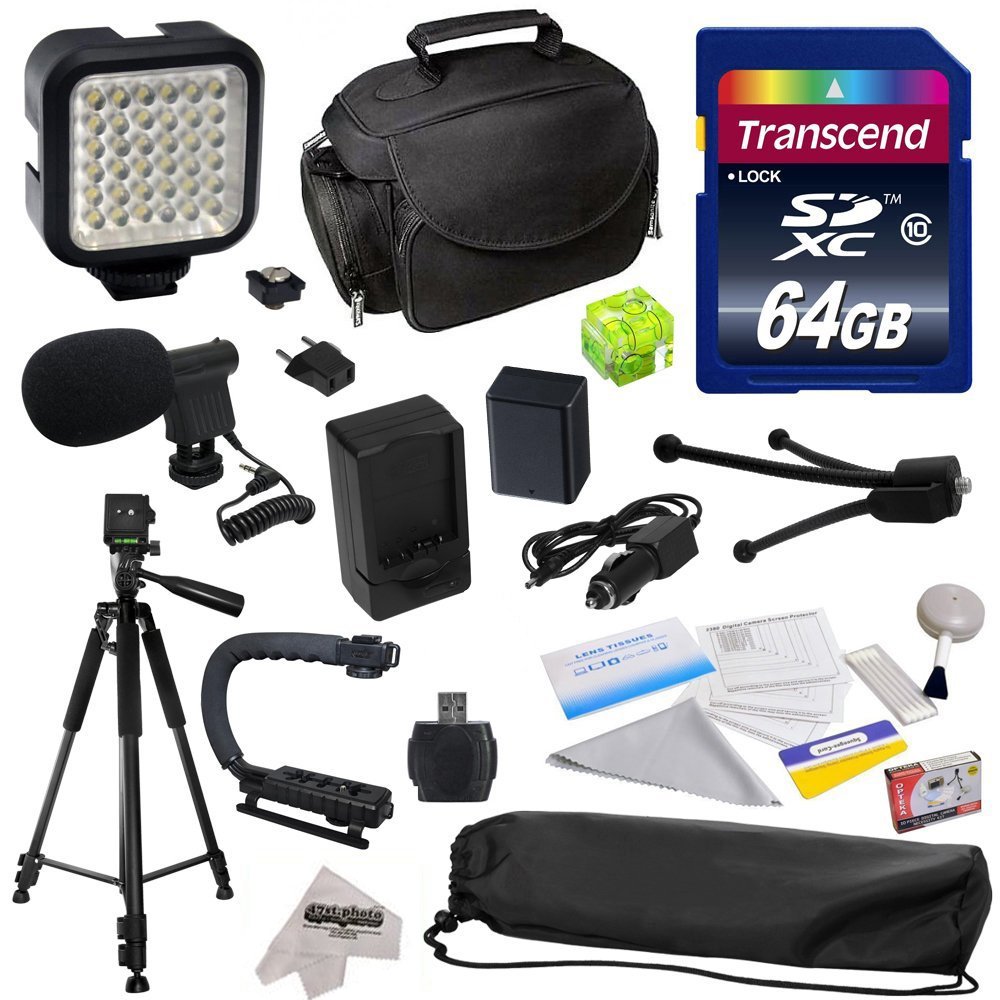 Advanced Accessory Kit for Canon PowerShot G1X G16 G15 SX50HS SX50 HS Digital Camera Includes 64GB High Speed Memory Card + Card Reader + Opteka NB-10L 1800mAh Ultra High Capacity Li-ion Battery Pack + Battery Charger + Deluxe Padded Carrying Case + Professional Photo / Video 60" Tripod + Professional Grip Stabilizing Action Handle + High Power 36 Pin LED Video Light + Directional Mini-Shotgun Microphone + Hot Shoe Spirit Level + Cleaning Kit with LCD Screen Protectors Photo Print