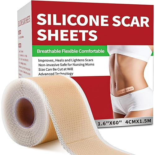 Silicone Scar Sheets (1.6”x 60” Roll-1.5M), Medical Grade Silicone Scar Tape Roll, Reusable Silicone Scar Strip, Professional Scar Removal Sheets for Surgery, C-Section, Burn, Keloid, Acne Etc