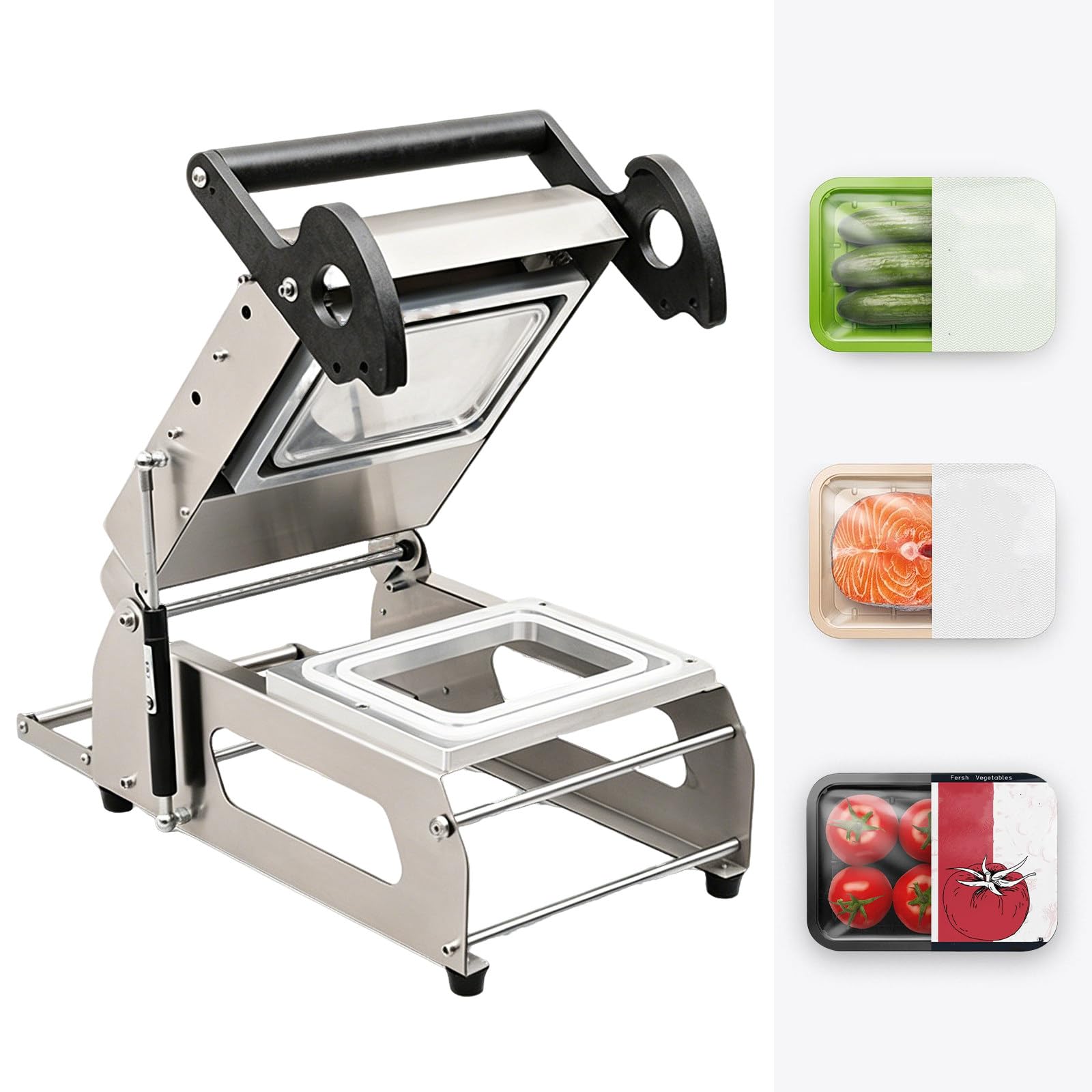 Termosigillatrice Professionale per vassoi Alimentari,per Alimenti da asporto,Pressione Manuale,7-8 Volte/Minuto,Controllo Temperatura,Adatta per bistecche,cibi cotti e Frutta 260x170mm