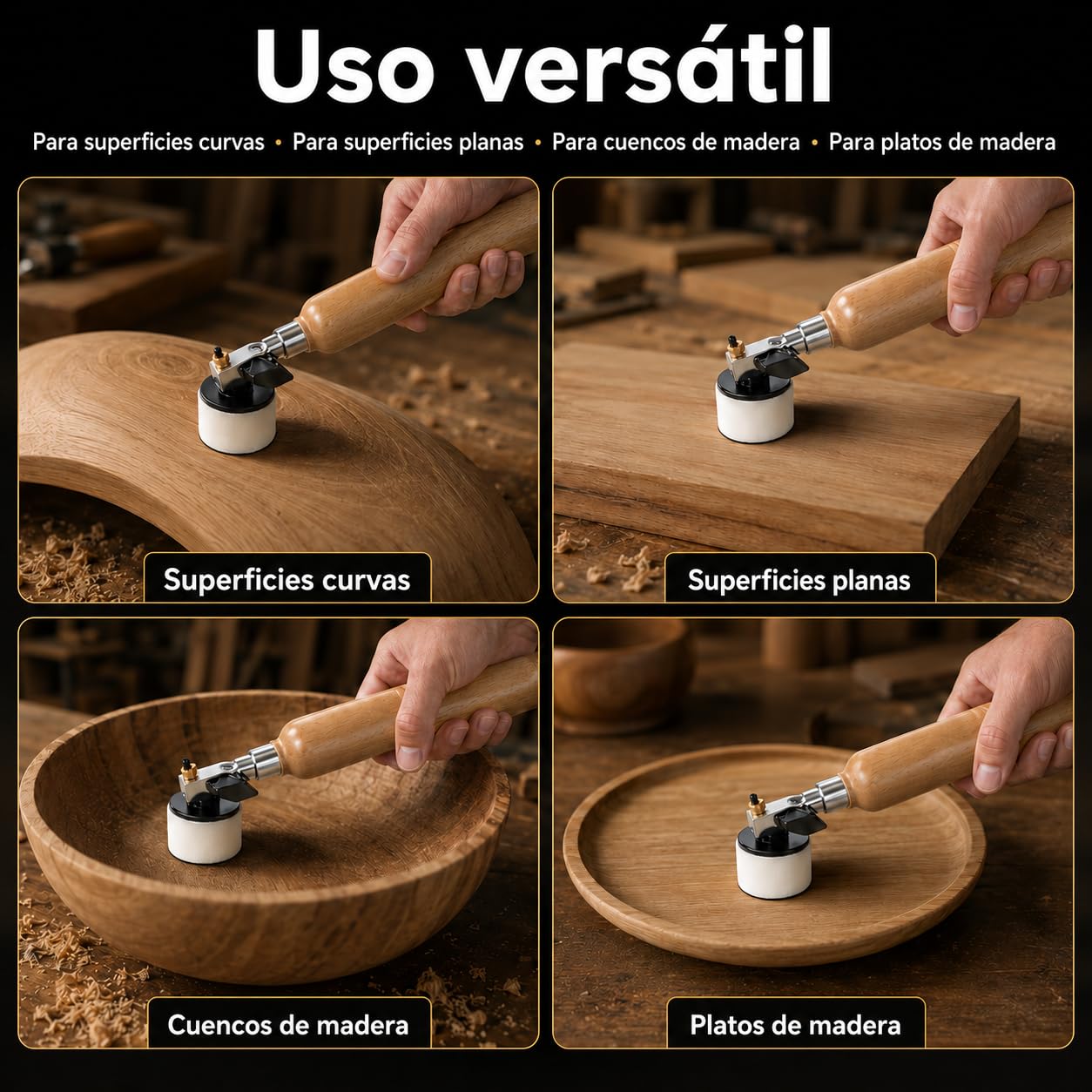 Kit de Lijadora de Cuenco de Mano, Herramientas de Lijado para Torno de Madera con Mango Largo y Cabezal Orientable, 25/51 mm Almohadillas, 50 Discos de Lijado de Grano 60-320, para Cuencos y Platos