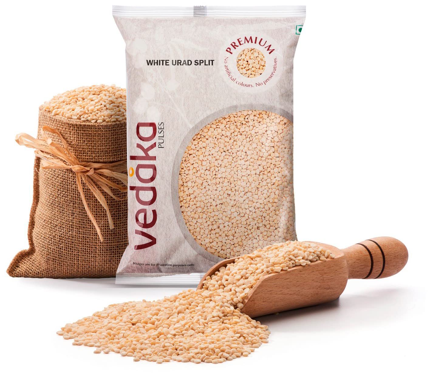 Amazon Brand - Vedaka Premium White Urad Split, 1 kg