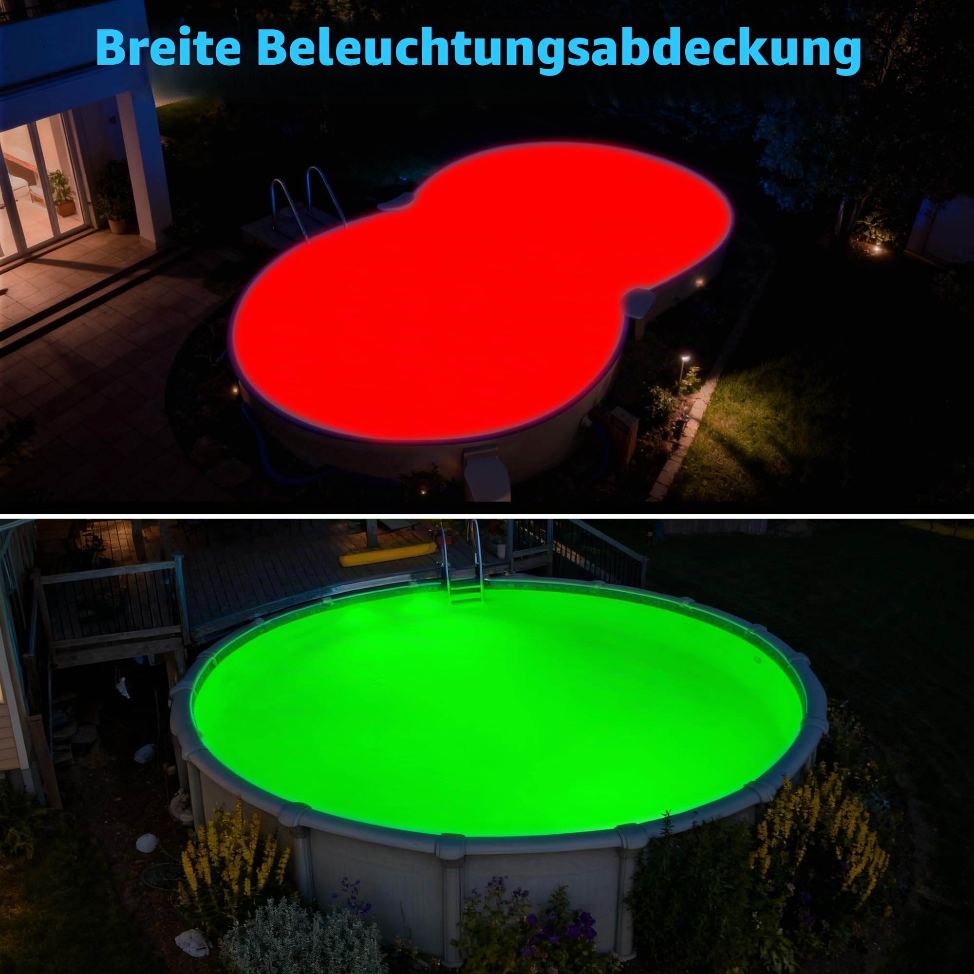 LED Poolbeleuchtung mit 2" Außengewinde, 25W Harz Gefüllt RGB Poolscheinwerfer für Aufstellpools, APP-Steuerung mit Timer, 12V AC Unterwasserscheinwerfer mit 9.5m Kabel für Stahlwandpool