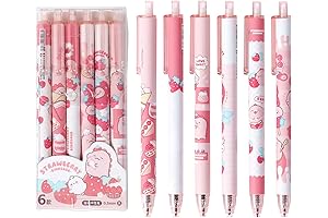 Cute Japanese Pens Kawaii 6Pcs 0.5mm Black Ink Retractable Gel Pens