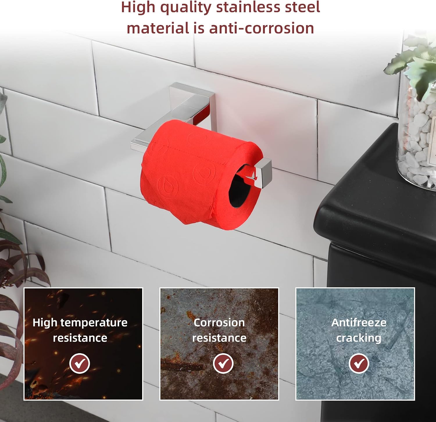 KOKOSIRI Chrome Toilet Paper Holder for Kitchen Bathroom Washroom Toilet Tissue Roll Holder Hold Mega Rolls Stainless Steel, Wall Mounted B2006CH image 5