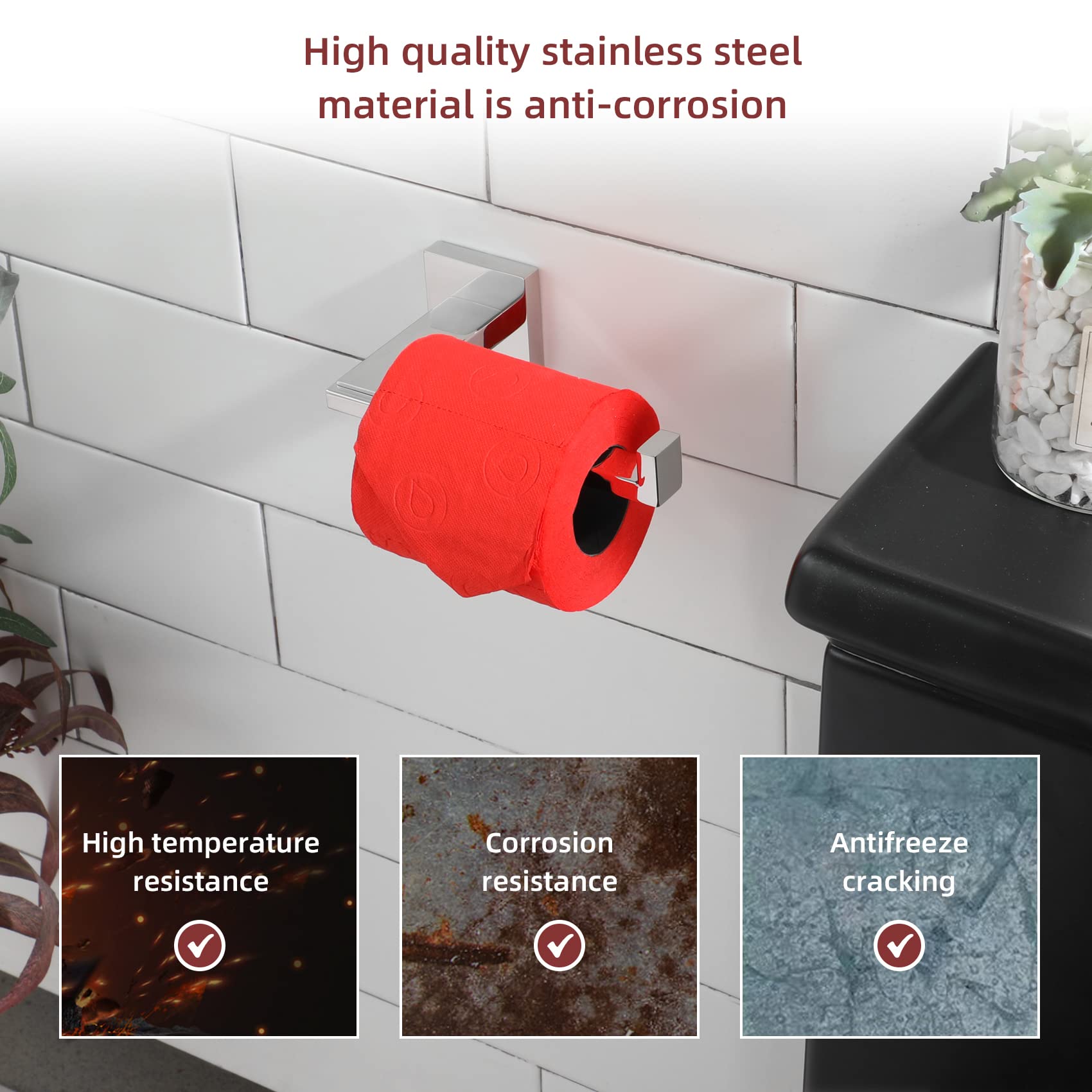 KOKOSIRI Chrome Toilet Paper Holder for Kitchen Bathroom Washroom Toilet Tissue Roll Holder Hold Mega Rolls Stainless Steel, Wall Mounted B2006CH — Amazon image 5