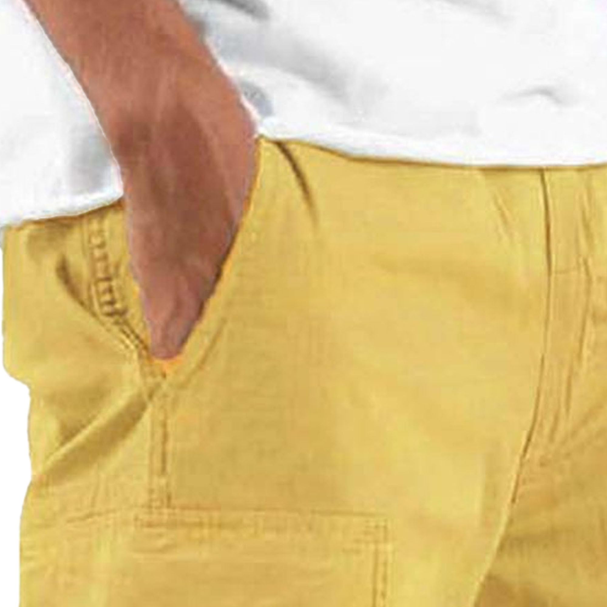 Cargo Pants for Men Lightweight Relaxed Fit Causal Trousers Outdoor Classic Fit Multi Pockets Pant (4X-Large,Yellow)