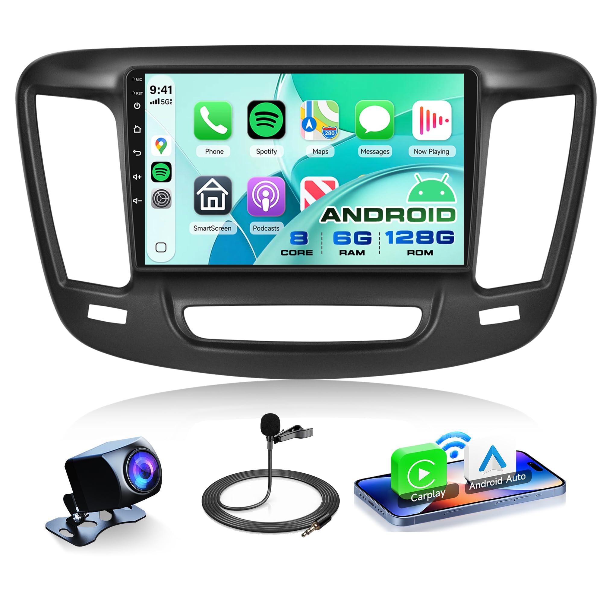 8 Core 6G+128G Android 13 Car Stereo Radio for Chrysler 200 200C 200S 2015-2019, Wireless Carplay Android Auto, Rimoody 9 Inch Touchscreen GPS 4G-WiFi