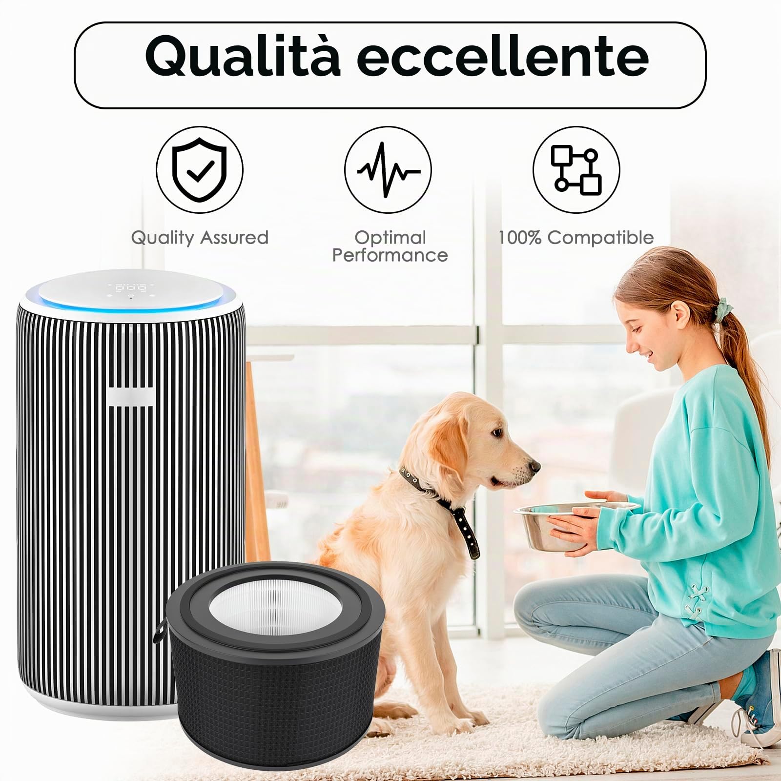 (2 pezzi) FY4200 Filtro HEPA di ricambio compatibile con i purificatori d'aria Philips serie 4200 AC4220, AC4221, AC4221/11, filtri HEPA H13 True, filtro 4 in 1, filtri a carboni attivi