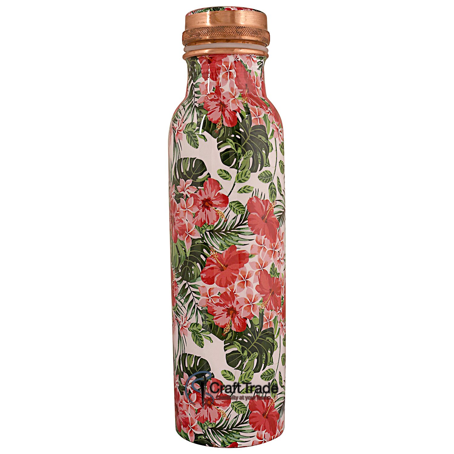 Craft Trade Copper Water Bottle 1 Ltr Seamless Leak Proof Joint Free Handmade Vessel/Utensil
