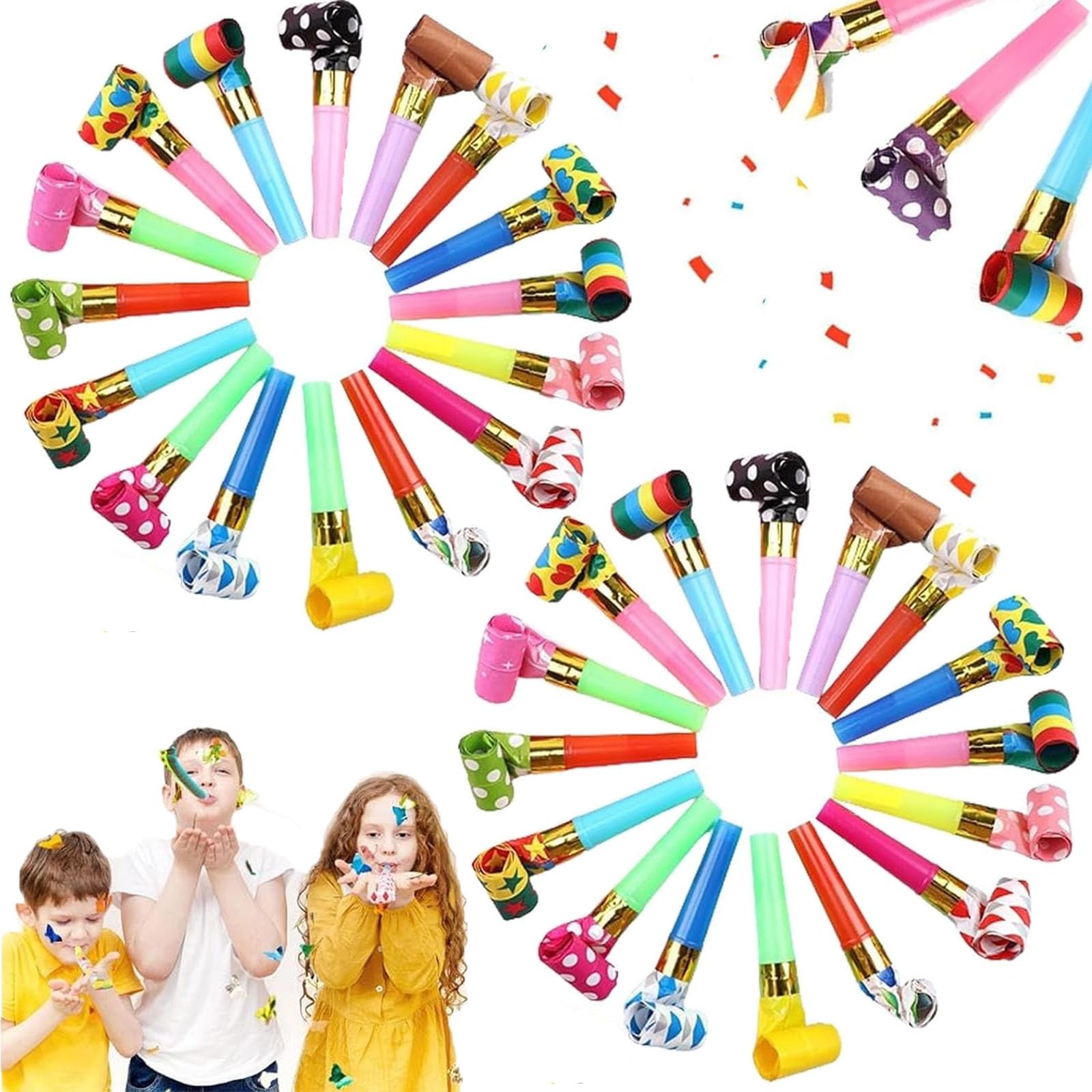 30PCS Party Blowers, Party Blowers for Kids, Blowers for Kids, Whistles Colourful Blowouts, For Kids Or Adults Party Horns Noisemakers Musical Blowouts Party, Birthdays, Wedding WHZUK