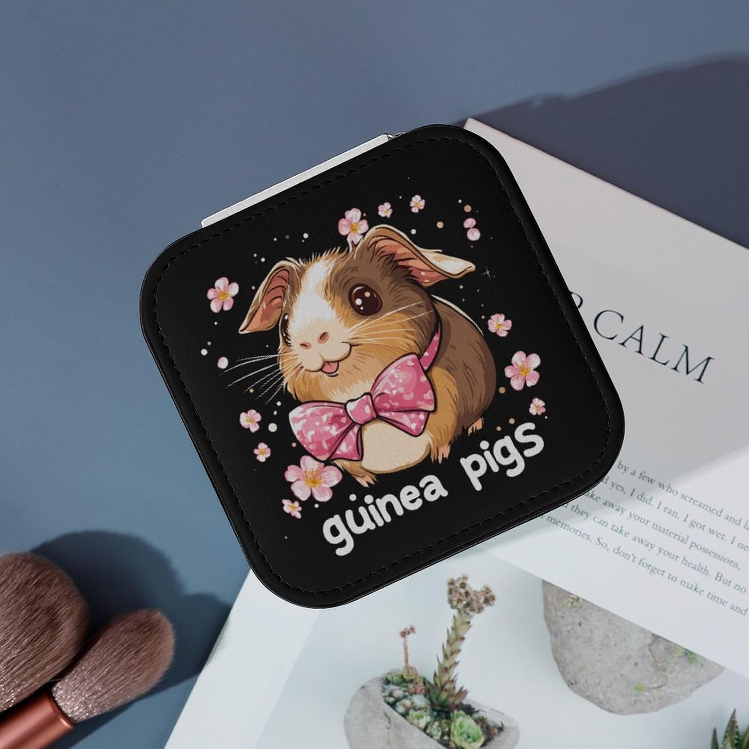 Guinea Pigs Cute Pets Jewelry Box PU Leather Jewelry Organizer Storage Case for Earrings Rings image 4