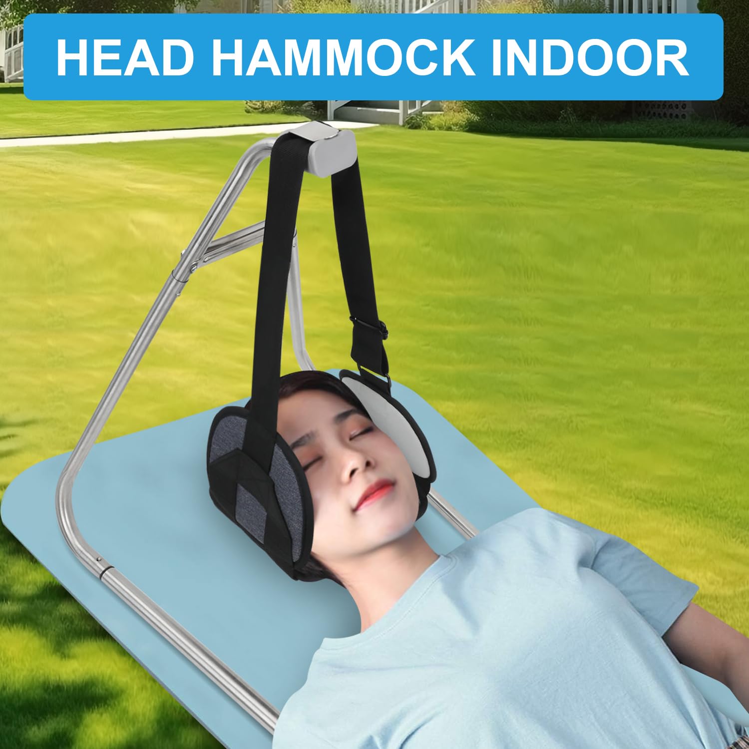 Toogel Hamaca de Cabeza con Soporte Extraíble para Relajar Cuello y Hombros, Tracción Cervical para Aliviar la Fatiga del Cuello, Corrección Postural con Bolsa de Viaje