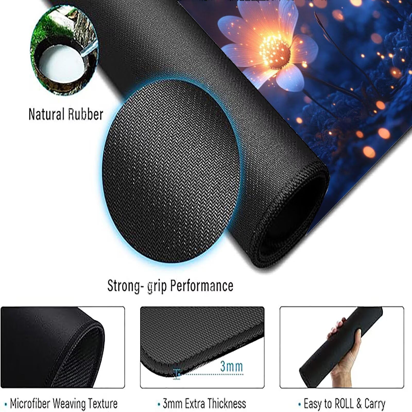 Podkładka pod mysz dla graczy liliowa podkładka pod mysz XXL 1400 x 700 mm mata biurkowa podkładka pod mysz kwiaty wodoodporna akcesoria biurowe do gier szyte krawędzie poprawia precyzję i szybkość