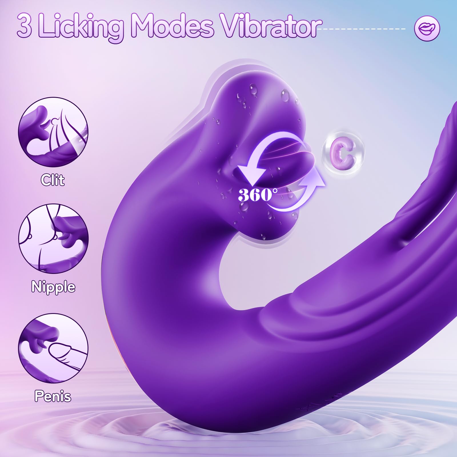 Vibrator Adult Sex Toys for Women - Sovokn 5IN1 Mouth Sucking Vibrator Rose Sex Toy, 10 Tongue Licking, 3 Auto & 1 Manual Sucking Adult Toys New APP, Clit Nipple Vibrators Female Couple Sex Toy, Black: Plum