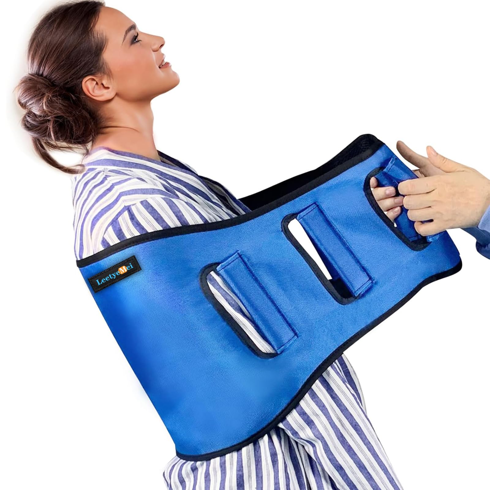 Transfer Belt Transfer Sling - Padded Gait Belt - Heavy Duty Patient Lift, Mobility Standing and Lifting Aid for Disabled, Elderly, Injured - Safely Move from Bed and Wheelchair (Blue)