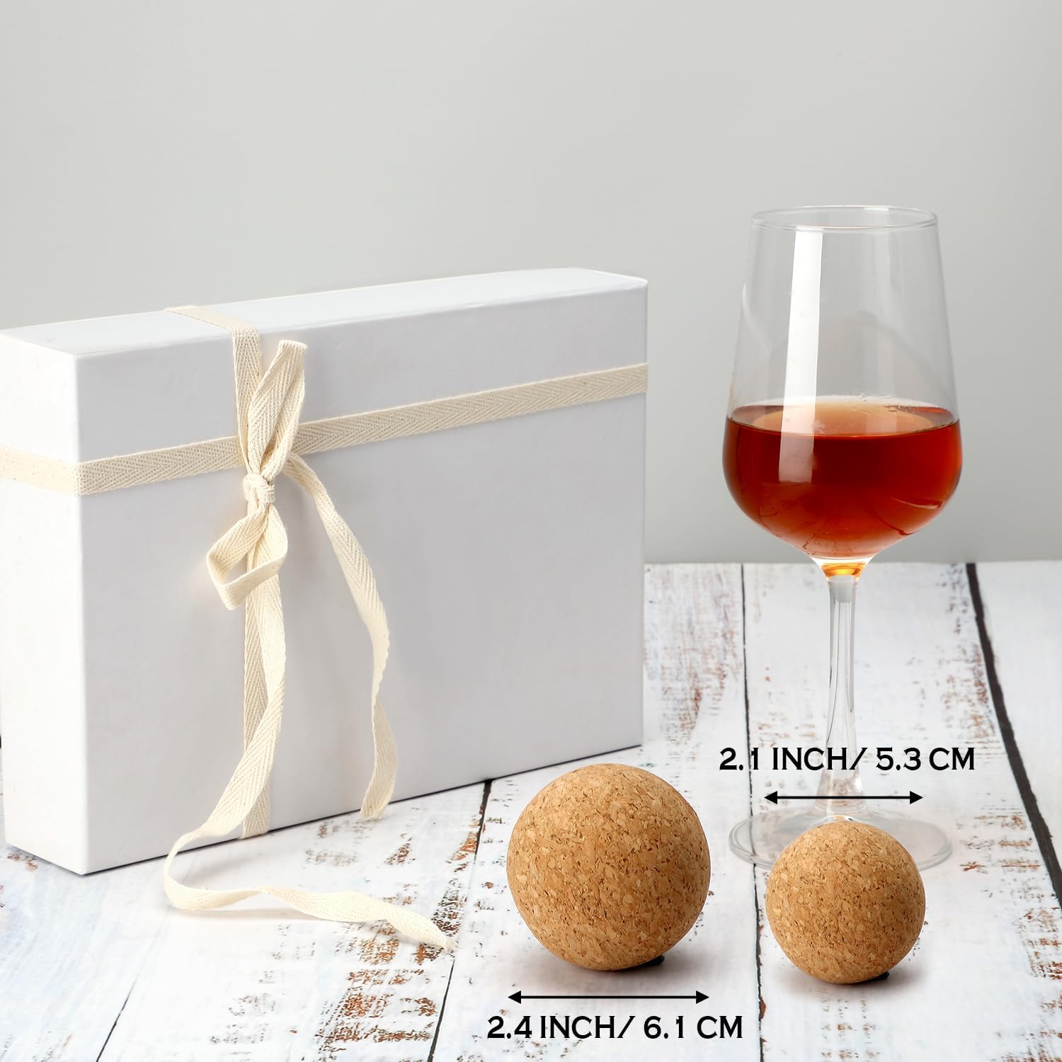 Shappy 2 Pieces Wine Cork Ball Wooden Cork Ball Stopper for Wine Carafe Decanter Bottle Replacement, 2.4 Inch/ 2 Inch