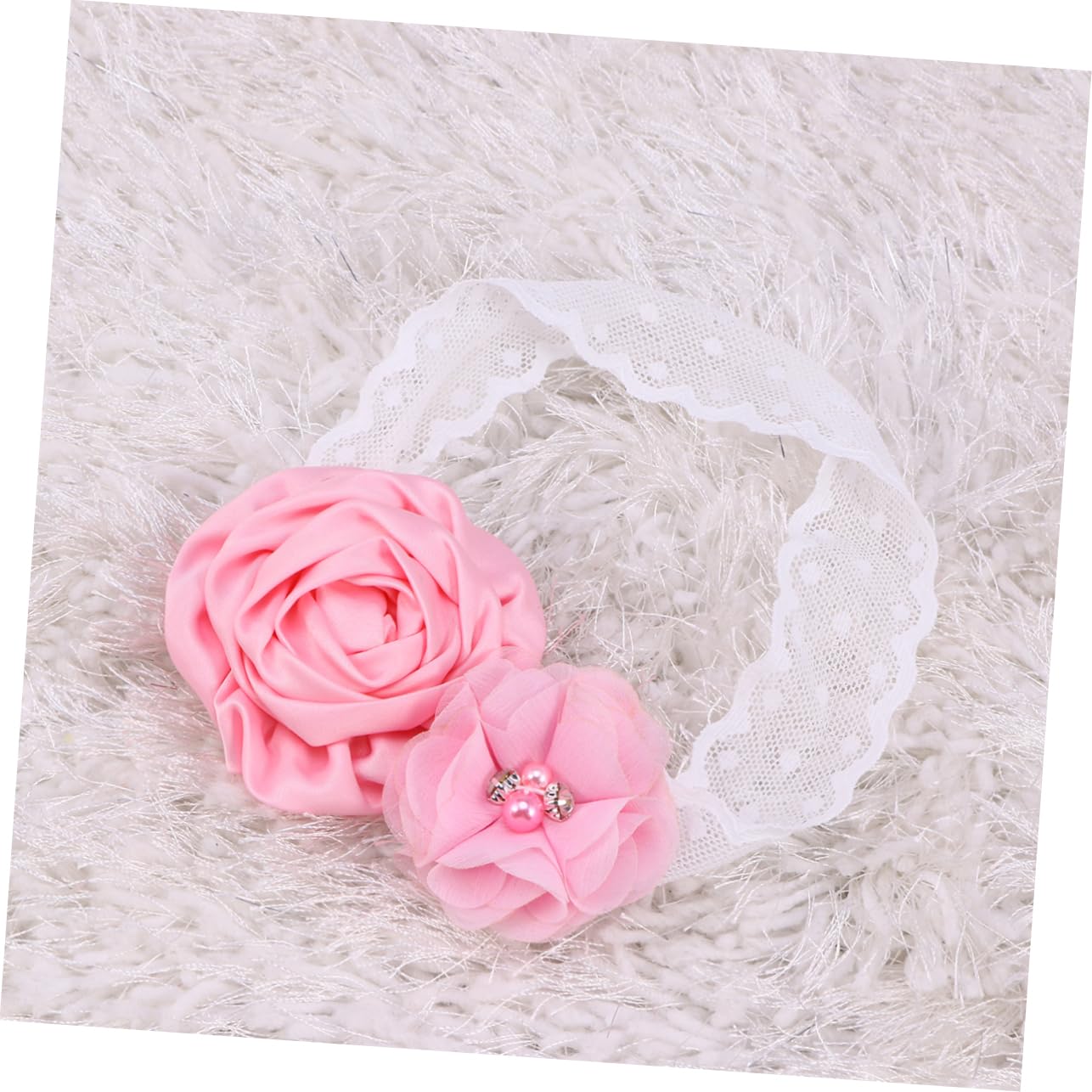 GALPADA 2pcs Girl Sash Belt Headband Set Satin Pearl Rhinestone for Wedding Dress