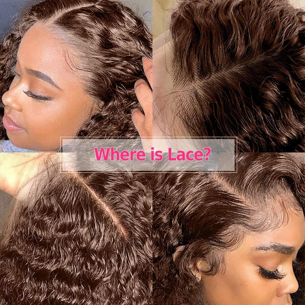 CHEETAHBEAUTY #4 Chocolate Brown Deep Wave 13X6 HD Transparent Lace Front Wigs Brazilian 10A Grade Deep Curly Human Hair Wigs for Black Women Pre Plucked with Baby Hair 250% Density(20inch)