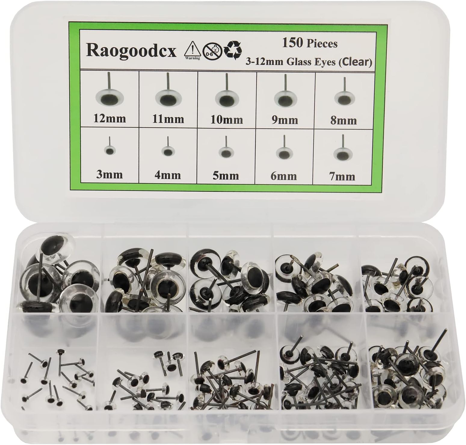 150Pcs Needle Felting Eyes mini Glass Clear Eyes Kits for Teddy Puppets Dolls Wool Felting Crafts