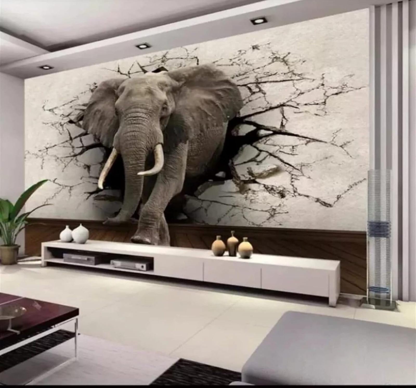 XLMING Vintage Nostalgic Crumbling Wall Animals Elephant 3D Wallpaper Luxury Home Dining Decor Paste Sofa Living Room The Wall for Bedroom Mural-300cm×210cm