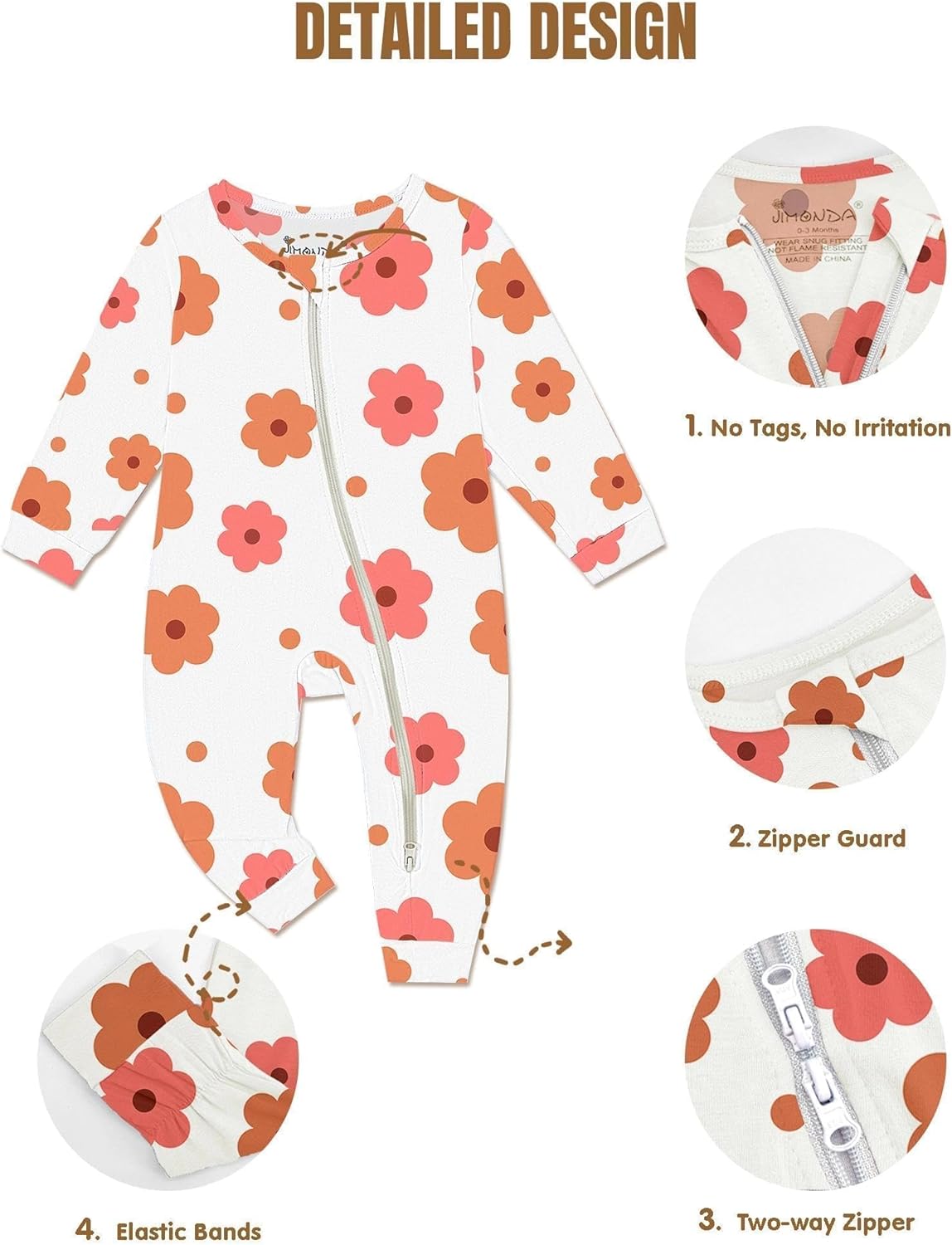 Baby Girls Boys Footless Romper 2 Way Zipper Soft Rayon Outfits, Outdoor Tie-dye Long Sleeve Clothes Jumpsuit