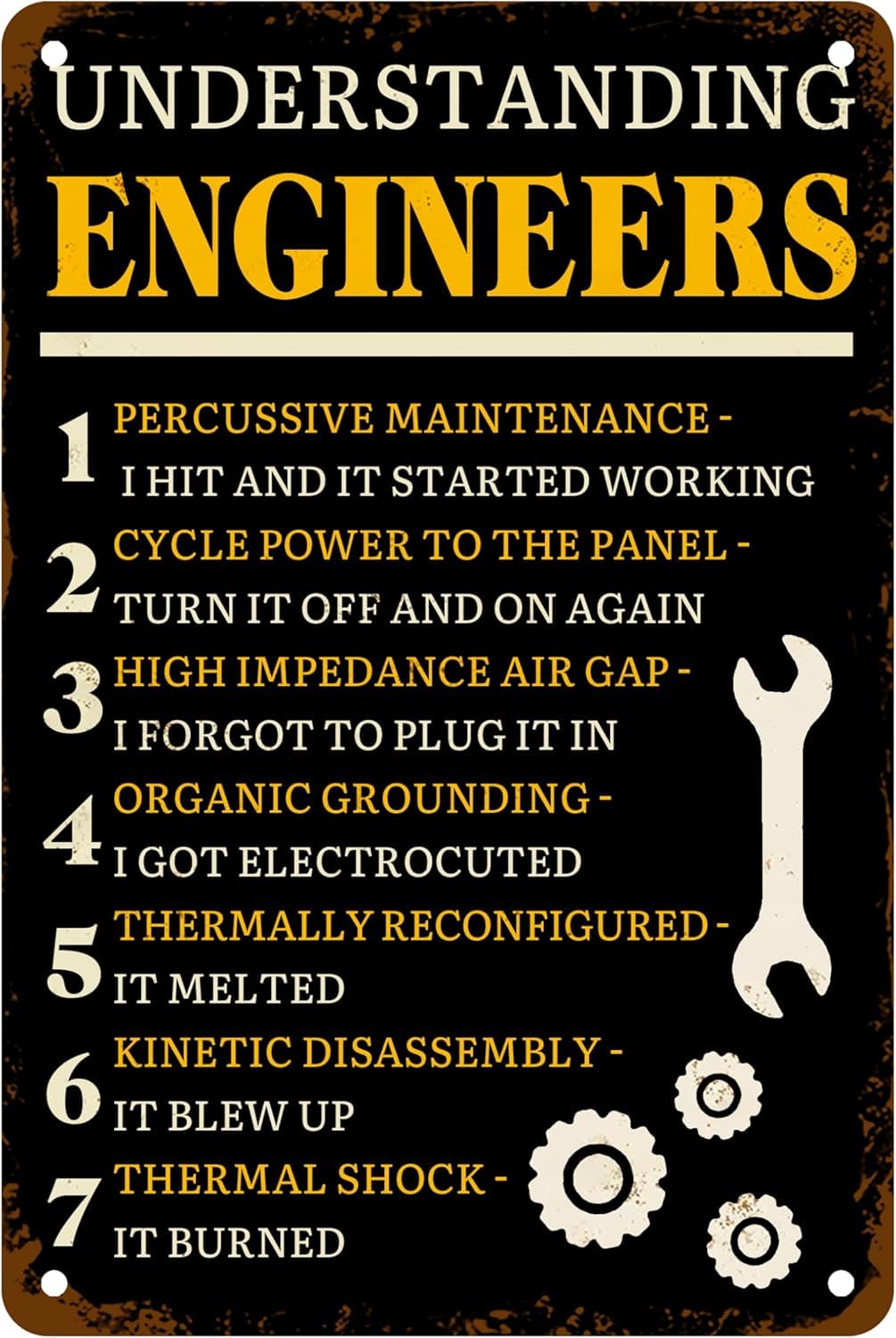 SMAZDFXX Understanding Engineers Sign Metal Tin Signs, Funny Sarcastic Engineering Poster For Home Office Man Cave Garage Bar Pub Cafe Wall Art Decor Signs 8"x12"