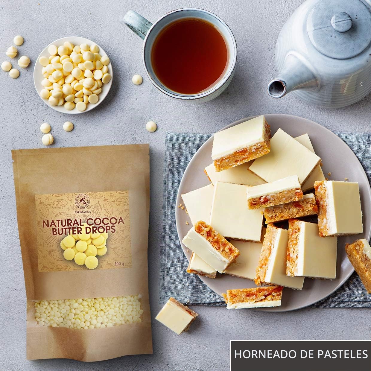 Manteca de Cacao Comestible 500g - Theobroma - Cacao Nibs - Raw Sin Refinar Manteca de Cacao - Pastillas de Manteca de Cacao Granulos - Hornear Manteca de Cacao Alimentaria para Hornear y Hacer