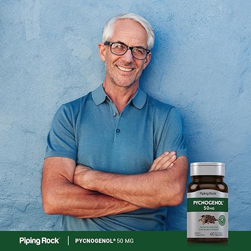 Miniatura 6 de Piping Rock Suplemento de Pycnogenol | 50 mg | 60 cápsulas | Extracto de corteza de pino marítimo francés | Pinus Pinaster para hombres y mujeres |