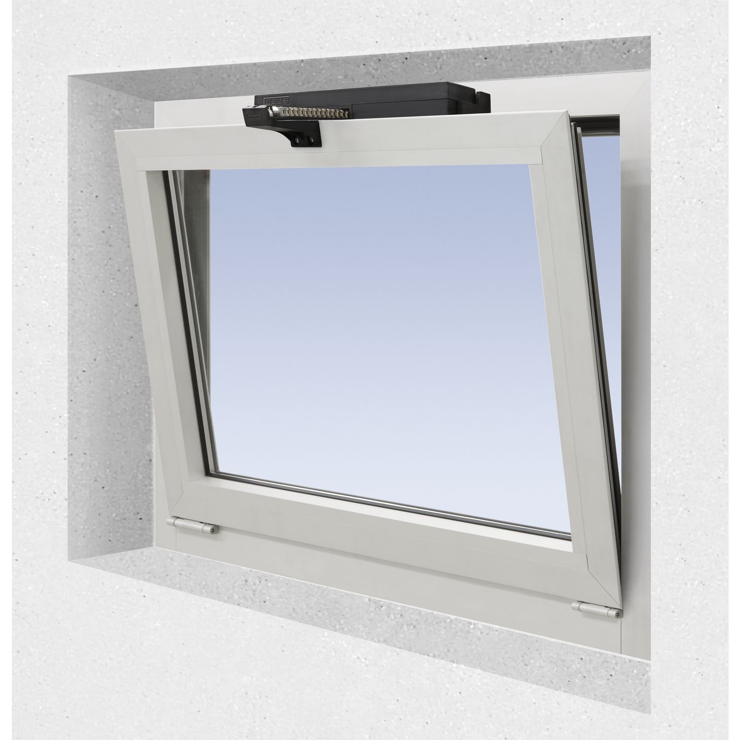 GEZE 148260 Fensterantrieb - Kettenmotor ECchain, Hub 200/400 mm, 230V, weiß RAL9010, 1 Stück | automatischer Fensteröffner