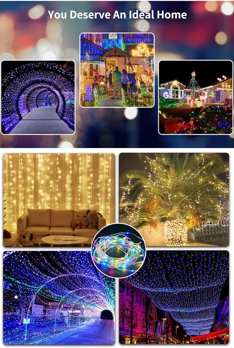 Bluetooth LED RGB Intelligent Colorful Fairy String Lights Kits,App & Remote Control, USB 5V,IP65, for Party,Wedding, Centerpiece Decoration,DIY. (10M)