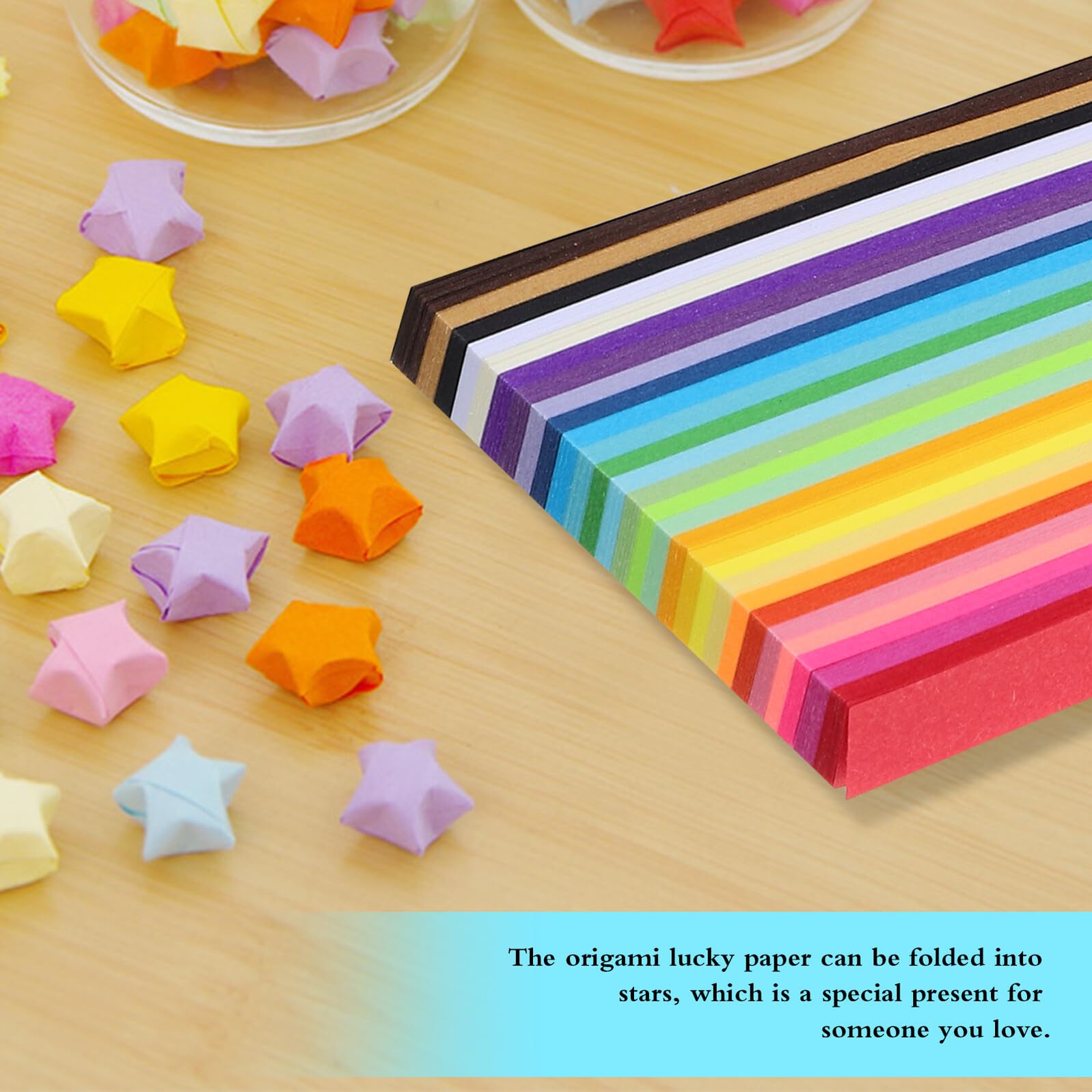 Strisce Carta per Stelline Origami 540 Fogli con Bottiglia Vetro