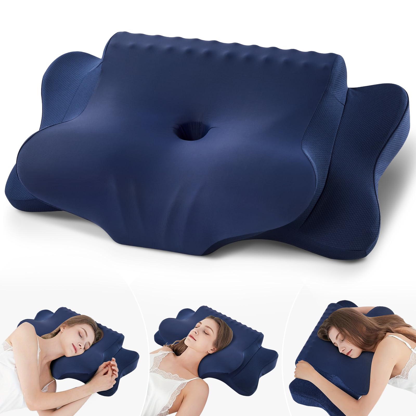 Nackenkissen Kopfkissen, Memory Foam Kissen Ergonomisches Kopfkissen, Nackenstützkissen für Seitenschläfer, Rücken und Bauchschläfer