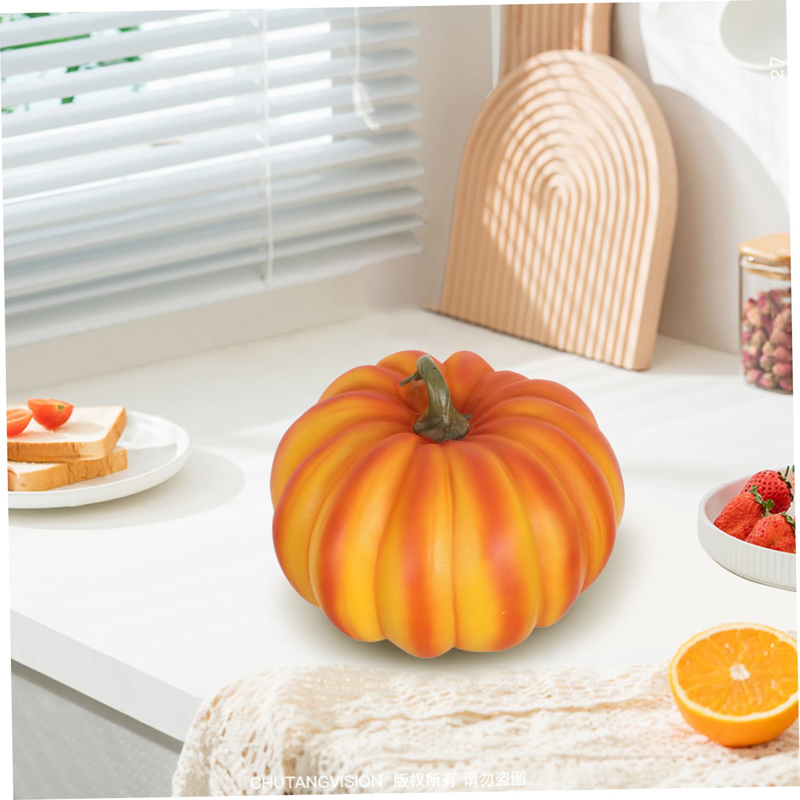 DOITOOL Decorazione Sintetica Halloween di in di Zucca Resina e Forma a Arancione, Raffinata Facile da Pulire Autunnale per Arredamento Casa e Festa