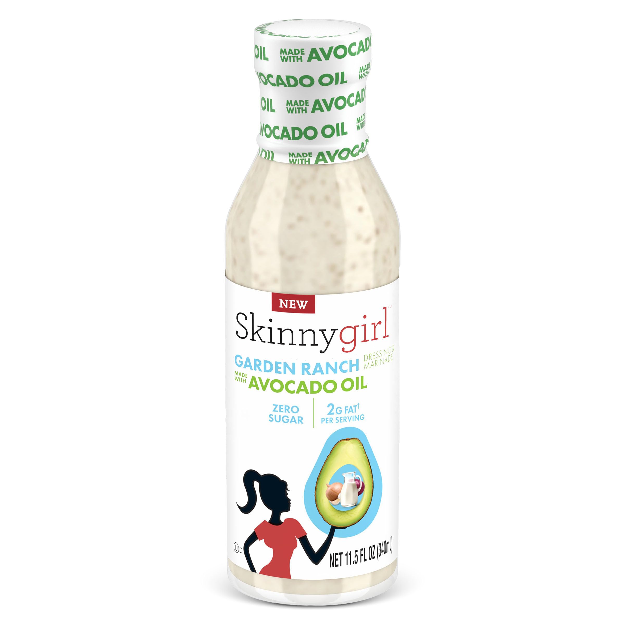 Skinnygirl Sugar Free Gluten Free Avocado Oil Salad Dressing, Garden Ranch, 11.5 Ounce (Pack of 6)