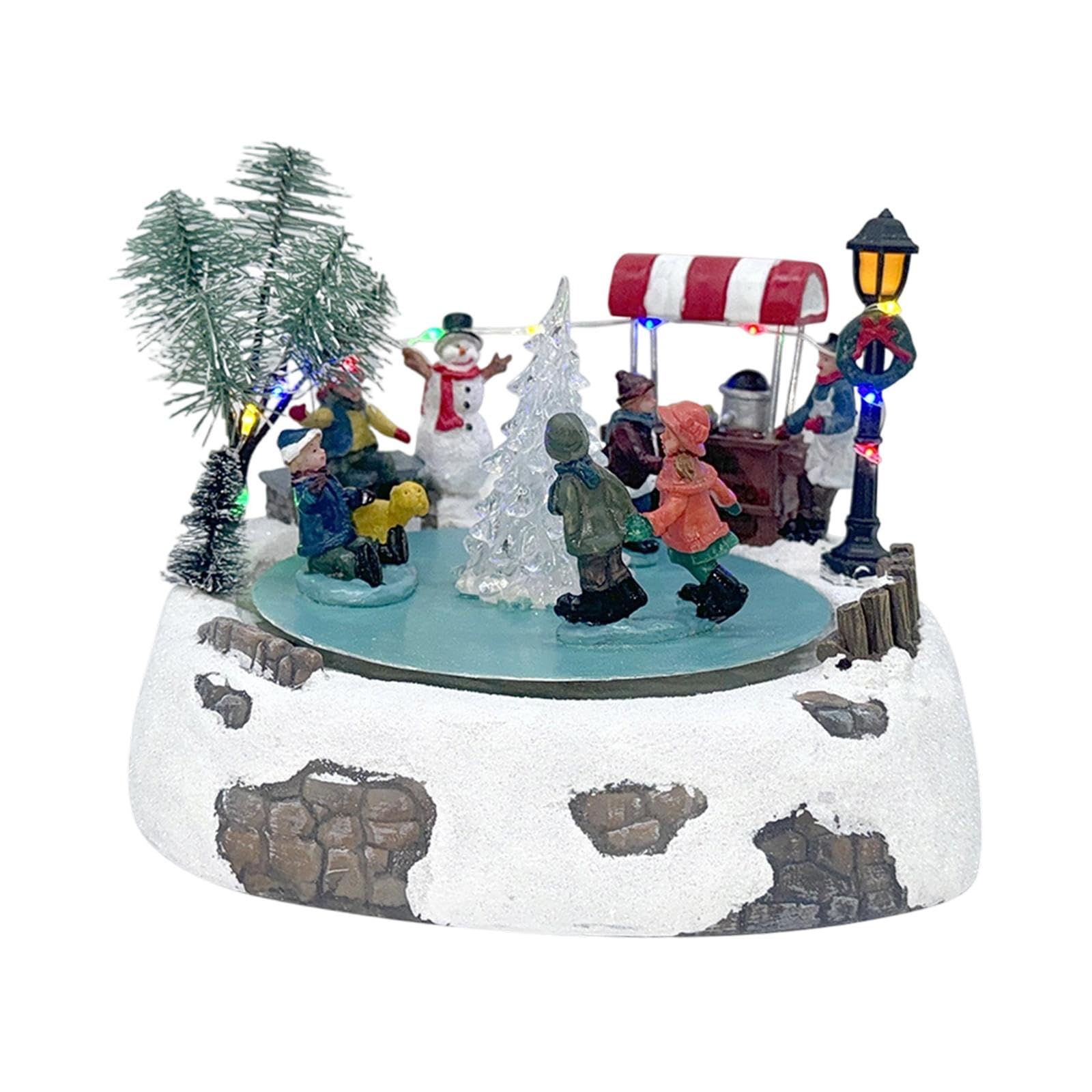 Boîte à Musique Animée pour Patinoire, Cadeau de Noël D'intérieur avec Lumières