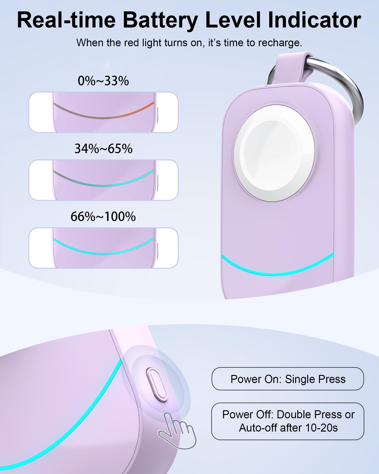 Caricabatterie wireless portatile per Apple Watch Travel Essential | Design portachiavi, 2500 mAh ad alta capacità, forte chiusura magnetica, sovraccarico e surriscaldamento, ricarica automatica