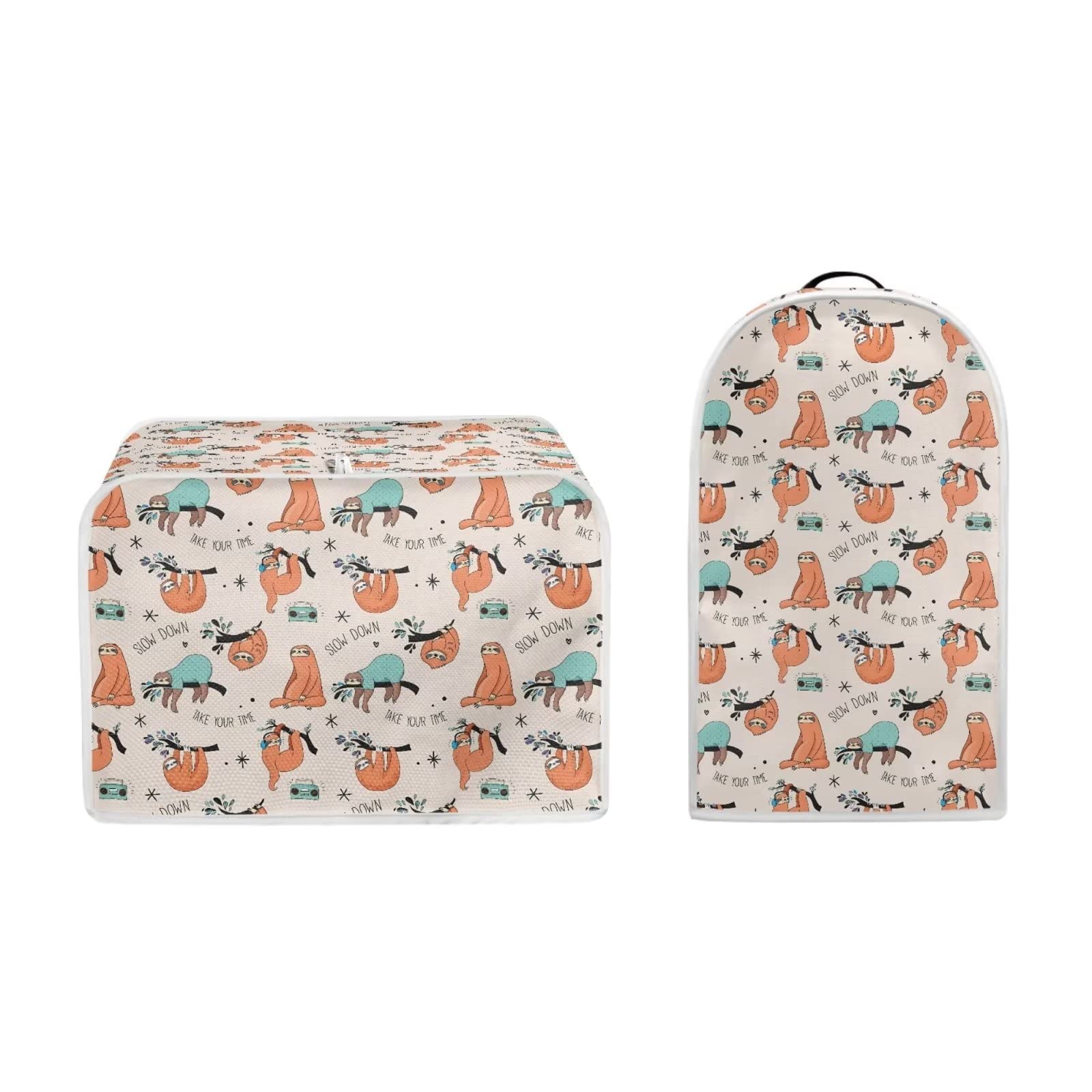 Poceacles Sloth Pattern Blender Cover with Handle Toaster Dust Cover for Kitchen Home Appliance Dust Cover Set for Mixer Milk Coffee Bread Maker Covers, S