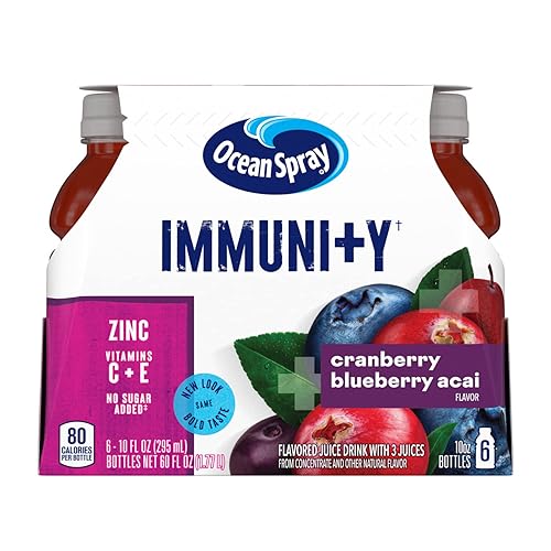 Ocean Spray Immunity - Bebidas de jugo con sabor a arándanos y arándanos y acai, botellas de 10 onzas líquidas, 6 unidades (paquete de 1)