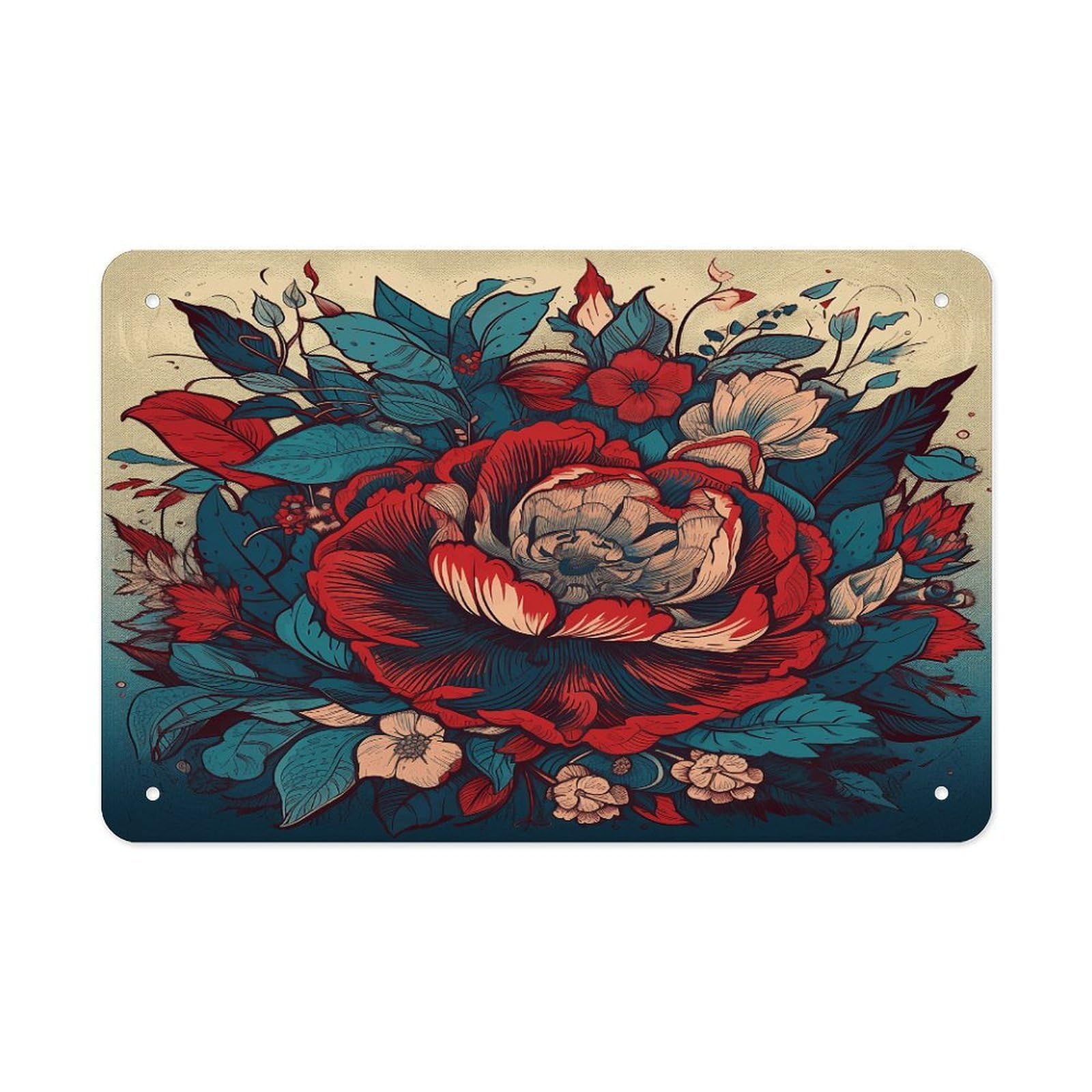 Fodpand Style Flowers With Leaves Wall Art Metal Signs Tin Sign
