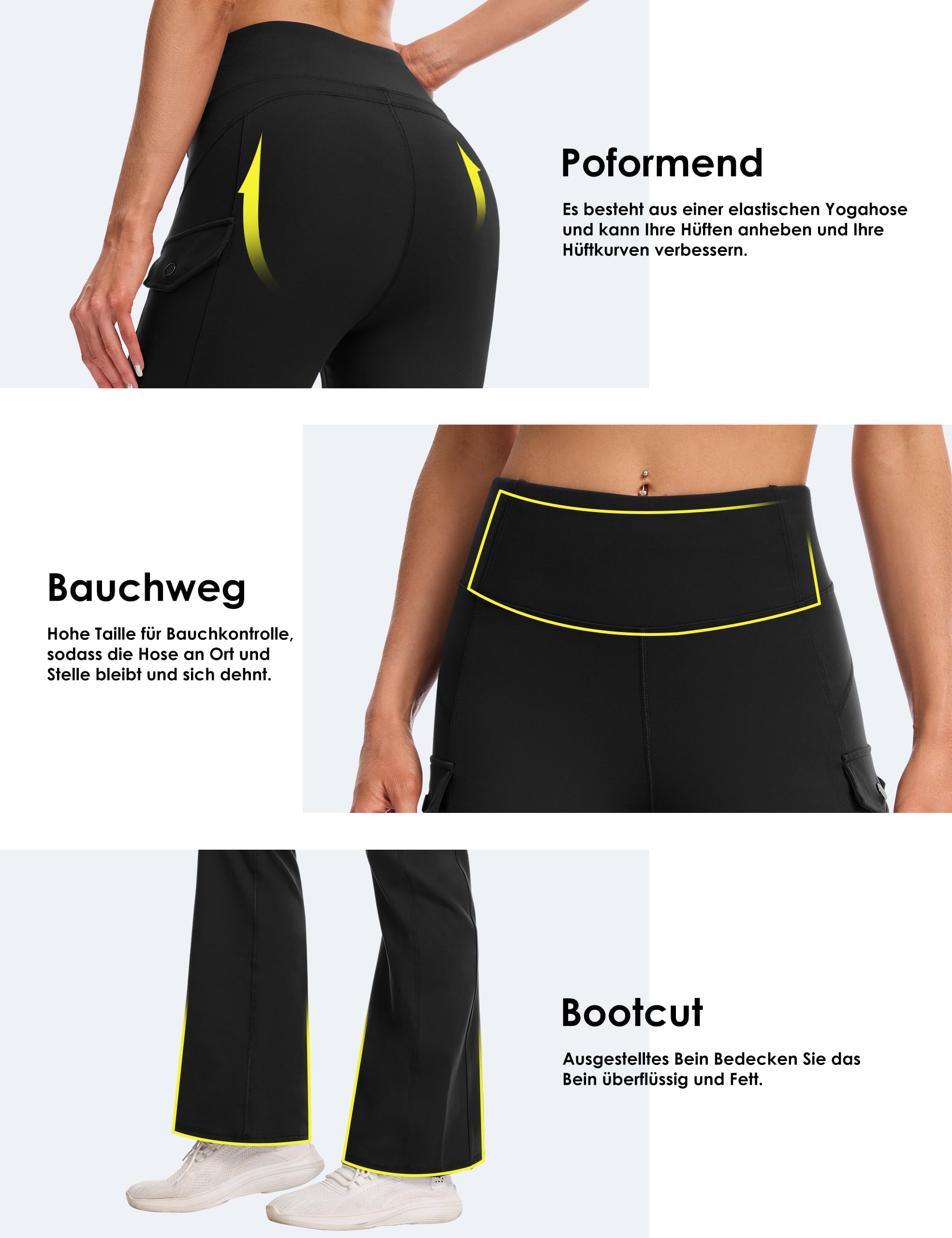 Desol Pantaloni da jogging da donna, Bootcut Flare, pantaloni da yoga, a vita alta, elasticizzati, con 2 tasche laterali, per sport, attività all'aperto, lavoro e tempo libero