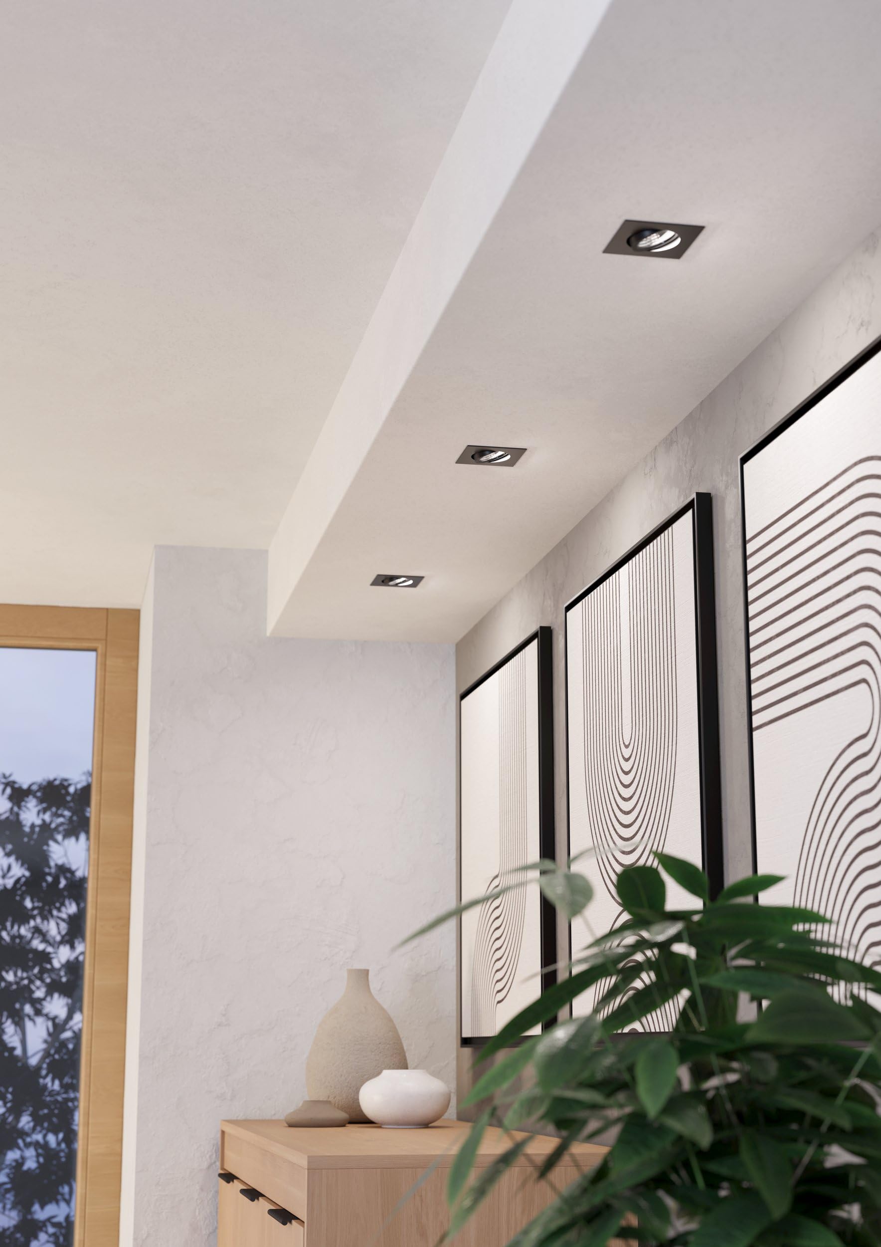 Eglo Lot de 3 spots encastrables Saliceto, plafond dimmables, carrés en