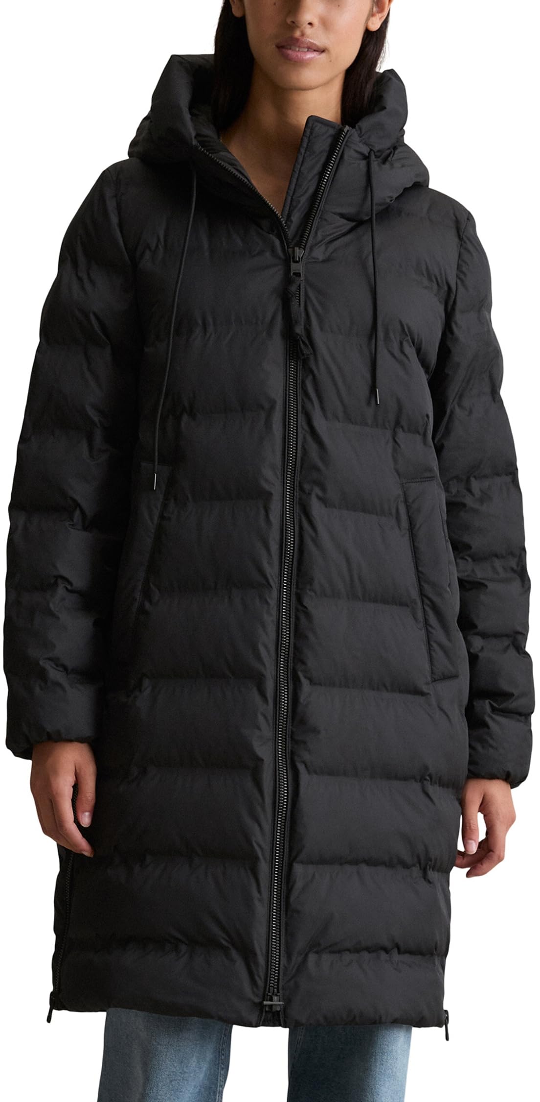 Marc O'Polo Denim Damen Daunenmantel mit Kapuze XS – Schwarz, Regular Fit, Wasserabweisend