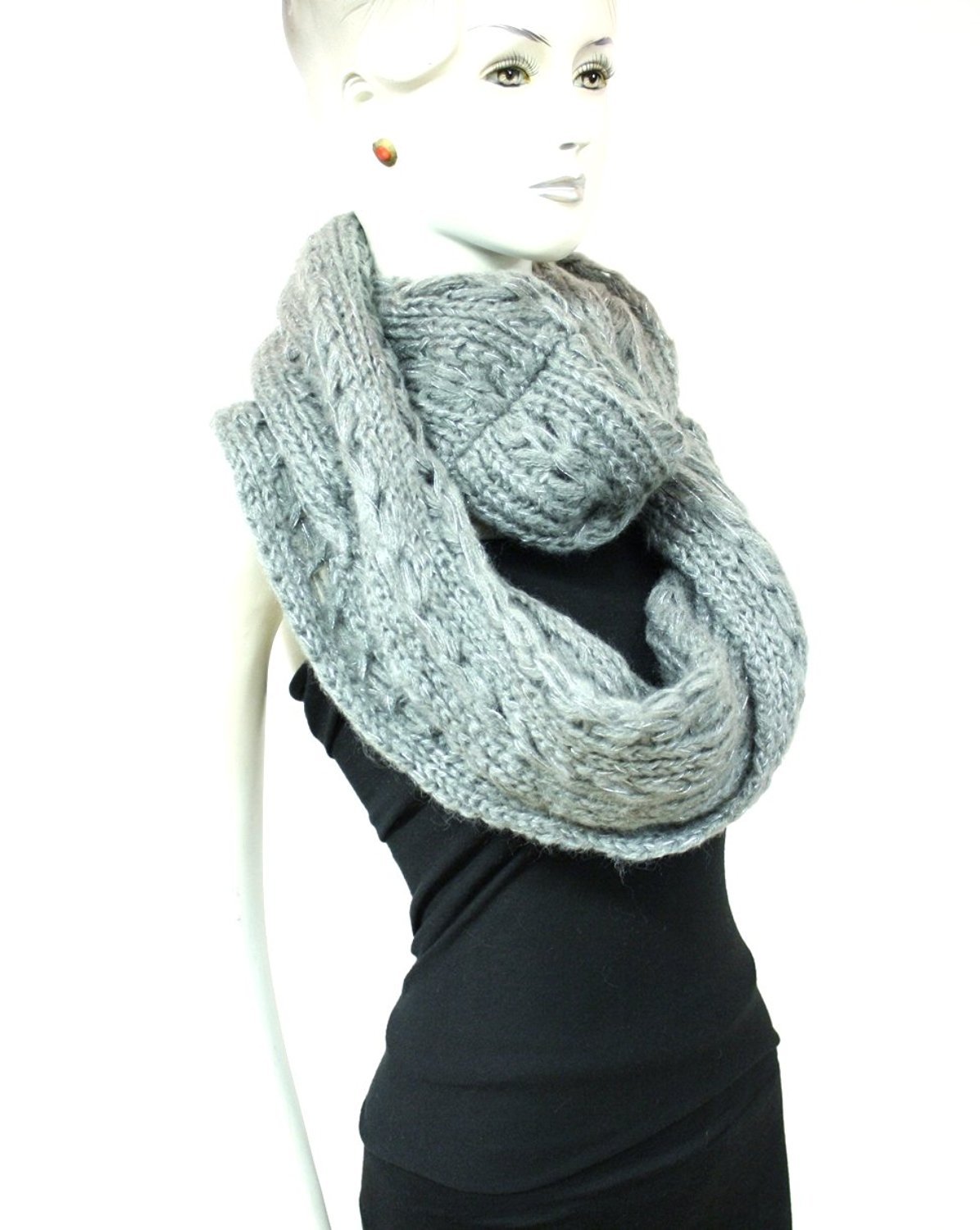 Zac's Alter Ego Warm Knitted Lurex & Sequin Womens Loop Scarf/Snood/Cowl